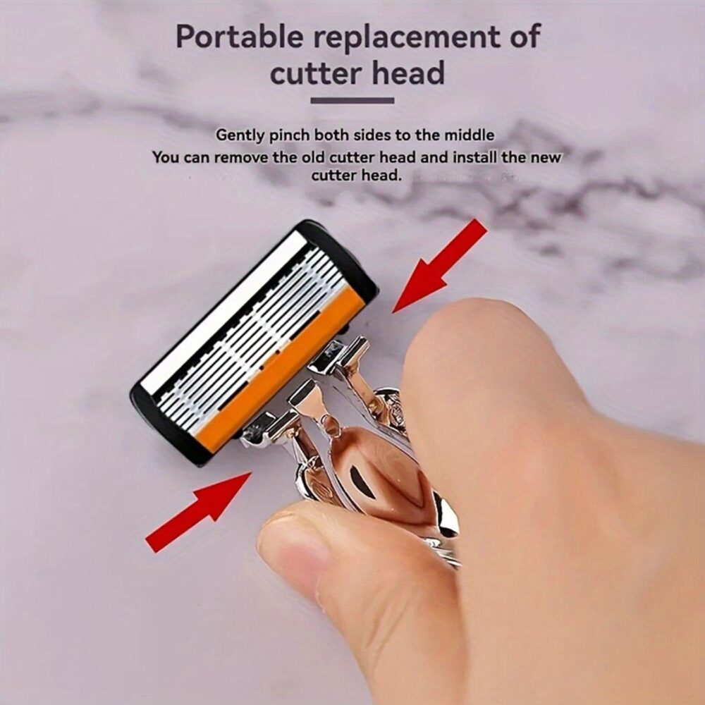 Men\'s 7-Blade Razor Set, 36 Stainless Steel Blades - Perfect For Beard & Mustache Trimming, Includes Replaceable Heads - Ideal Gift (24 Stainless Steel Blades) - Image 3