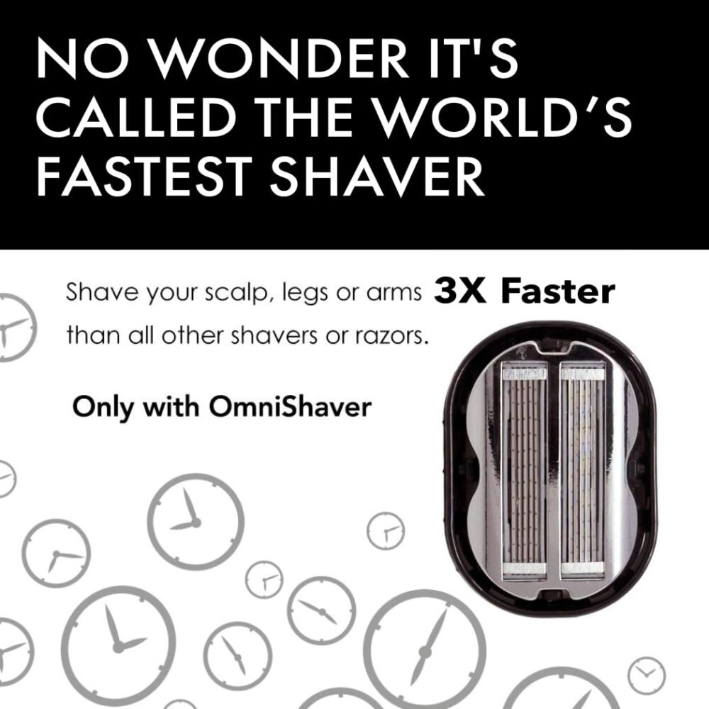 Premium Omnishaver Bi-Directional Shavers for Men & Women | 3x Faster Than Disposable Razors | Smooth, and Safe | Self-Cleaning, Self-Sharpening Razor Blades for Shaving Head, Legs, Arms, Body (Black) - Image 4