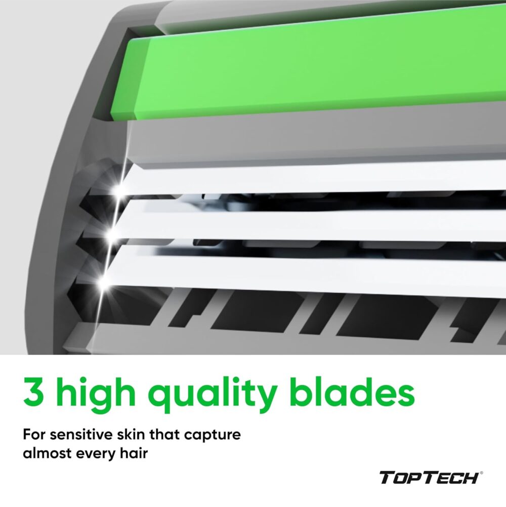 PRO 3 Razors for Men - Manual Shaving Razor with Replaceable Cartridges - 32 Count Pack (1 Handle + 31 Refills) - 3-Blades Technology - Soft Shave & Sharp Blades - Great Refill Price - Image 4