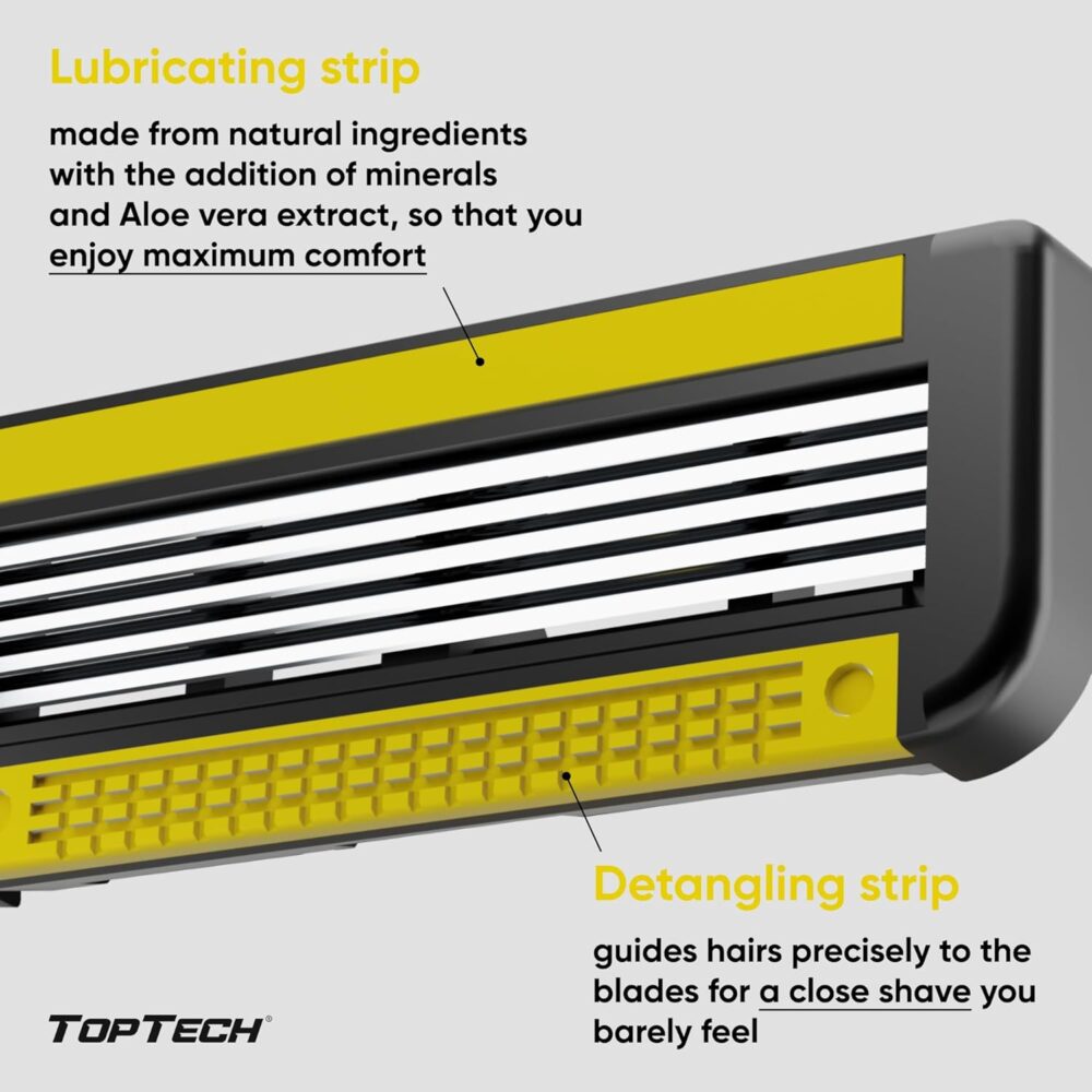 ULTRA 5 Razors for Men - Replaceable Cartridges for Manual Shaving Razor, 5 Blades Technology Refills - 8 Count Pack - Fits Gillette Fusion - Soft Shave & Sharp - Cost-effective Refill - Image 5