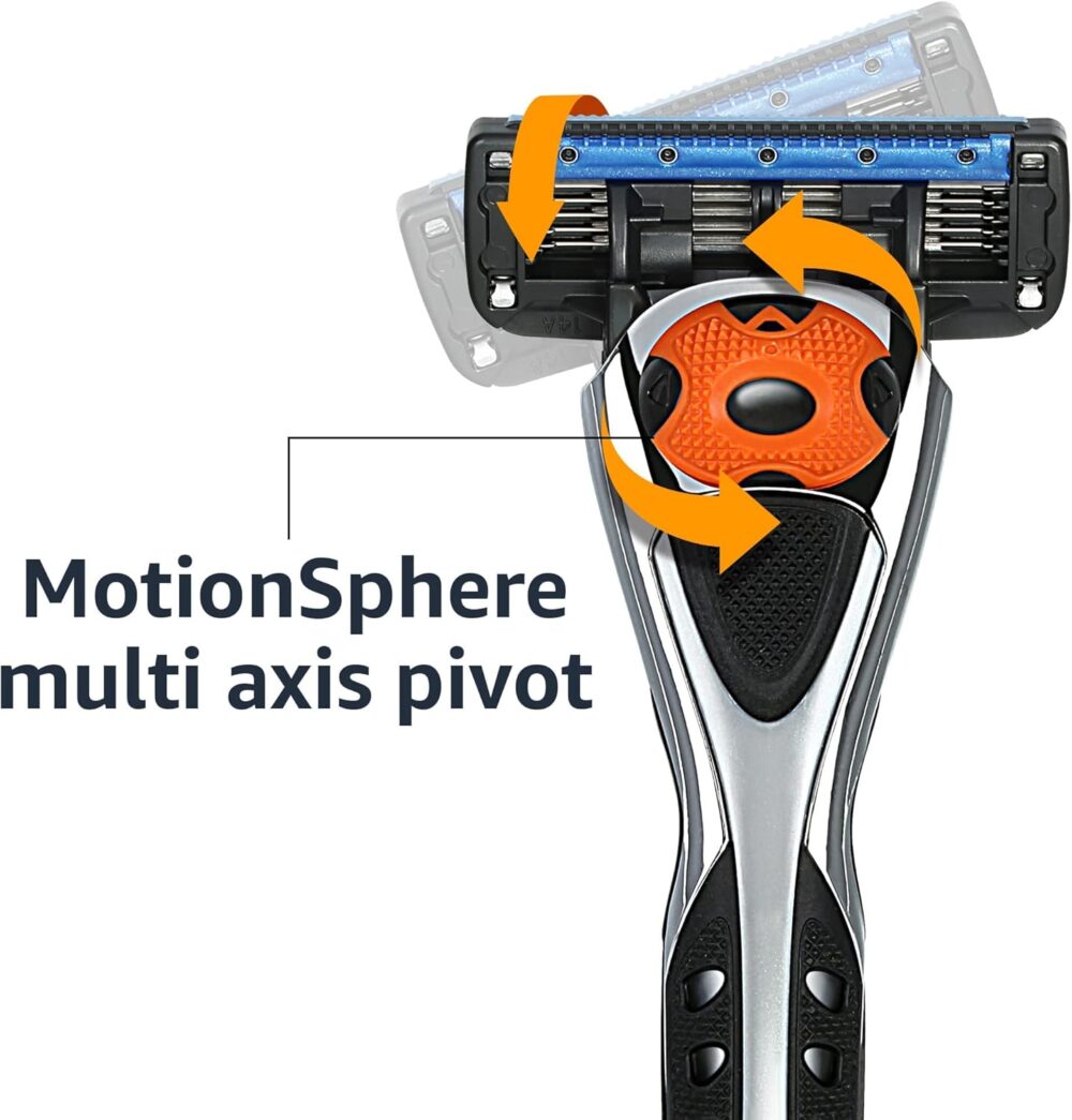 Amazon Basics 5-Blade MotionSphere Razor for Men with Dual Lubrication and Precision Beard Trimmer, Handle & 2 Cartridges (Cartridges fit Amazon Basics Razor Handles only) (Previously Solimo) - Image 5