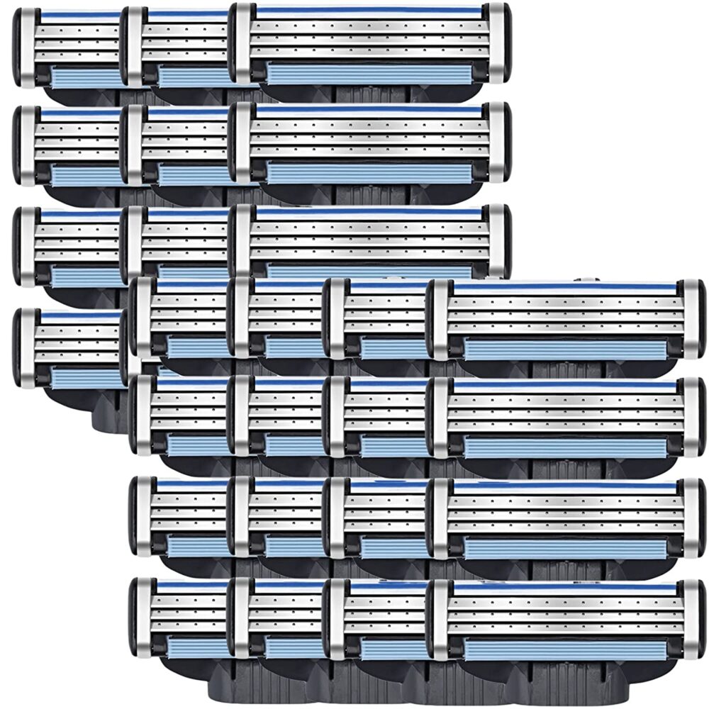 Gbbazu Razor Blades for Men, Mens Blade Refills, Manual Men\'s Refills Razors Precision Cut Blades, Professional with Dual Lubrication, Designed An Extra Close Shave (28Pcs)