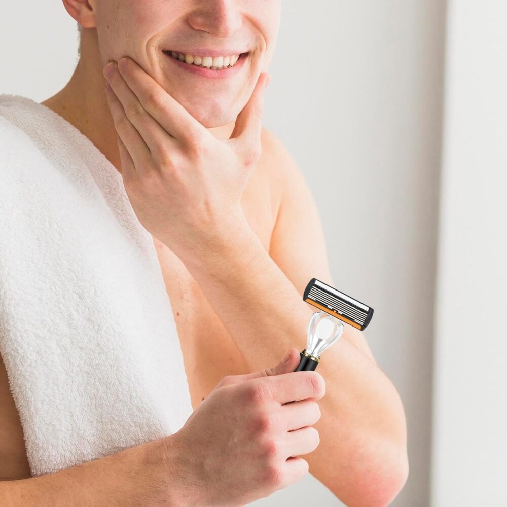 Men\'s 7-Blade Razor Set, 36 Stainless Steel Blades - Perfect For Beard & Mustache Trimming, Includes Replaceable Heads - Ideal Gift (24 Stainless Steel Blades) - Image 2