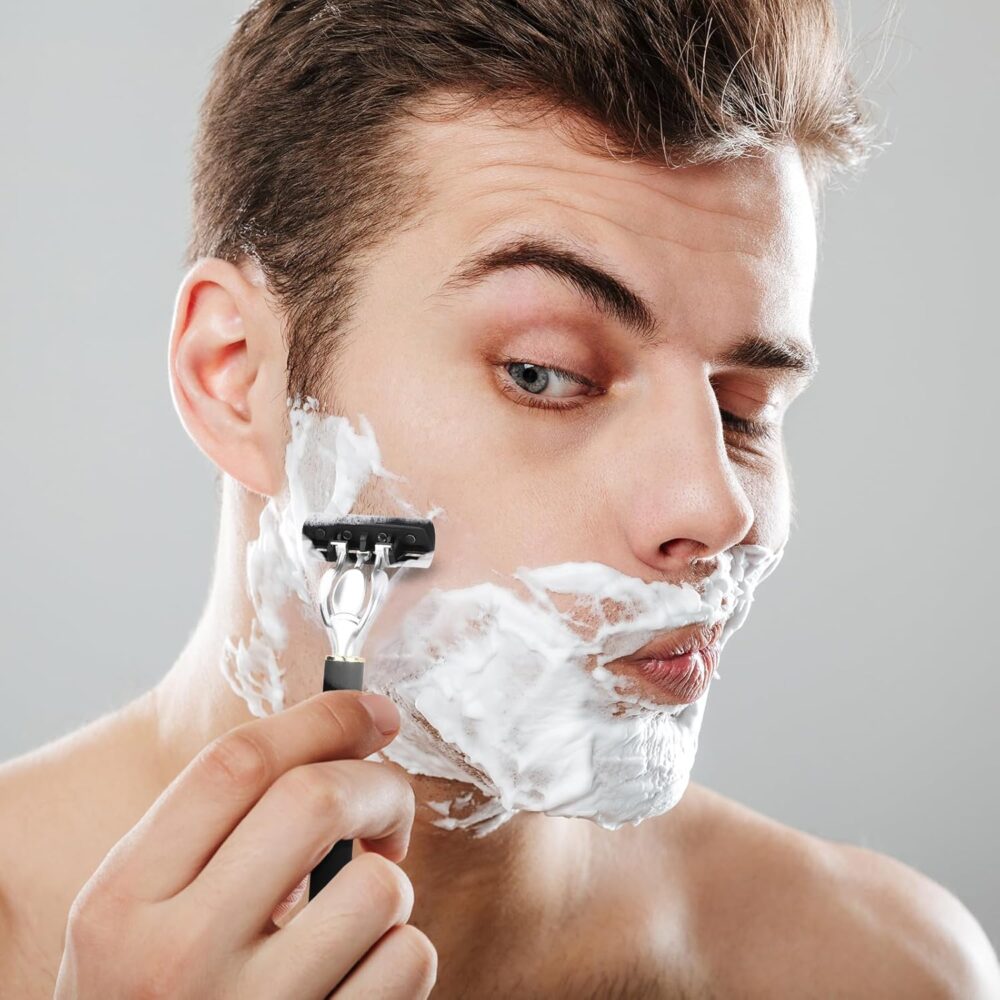 Men\'s 7-Blade Razor Set, 36 Stainless Steel Blades - Perfect For Beard & Mustache Trimming, Includes Replaceable Heads - Ideal Gift (24 Stainless Steel Blades)