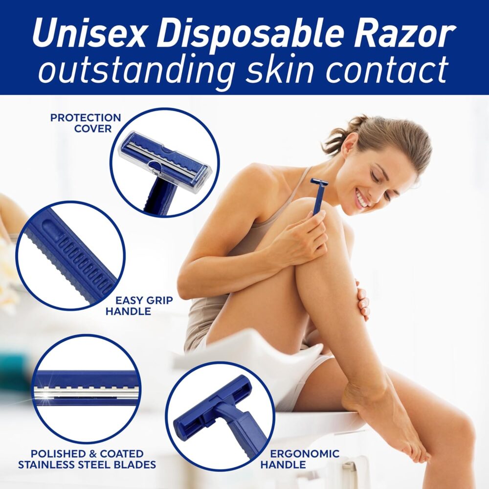 MED PRIDE Disposable Razors,10-Pack| Twin Blades & Easy Grip For Max Control & Smoothness| Unisex, Smooth & Comfortable Shaving Care for Men & Women - Image 4