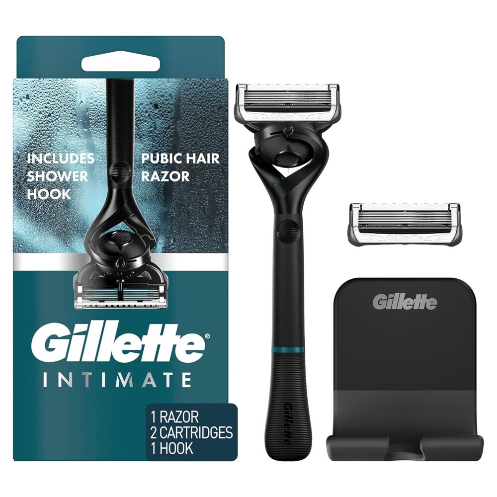Gillette Intimate Razor for Men, Men’s Pubic Razors for Manscaping, Gentle and Easy to Use, Designed For Pubic Hair, 1 Handle, 2 Blade Refills