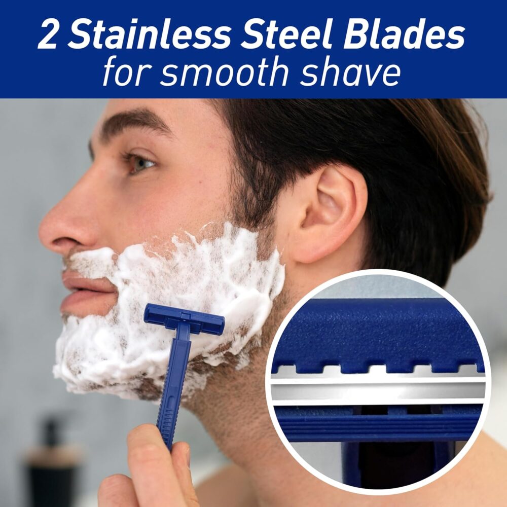 MED PRIDE Disposable Razors,10-Pack| Twin Blades & Easy Grip For Max Control & Smoothness| Unisex, Smooth & Comfortable Shaving Care for Men & Women - Image 3