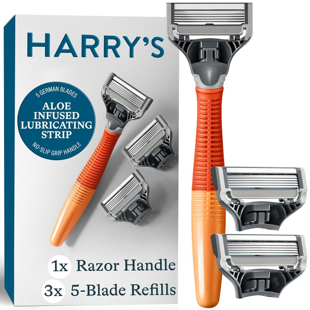 Harry\'s Shaving Kit for Men - Razor Handle and 3 Razor Blade Refill Cartridges - Ember